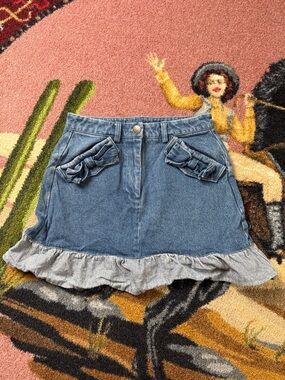 EYELLIKE MINI SKIRT DENIM